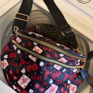 New western Black & Red Printed Crossbody bum Bag